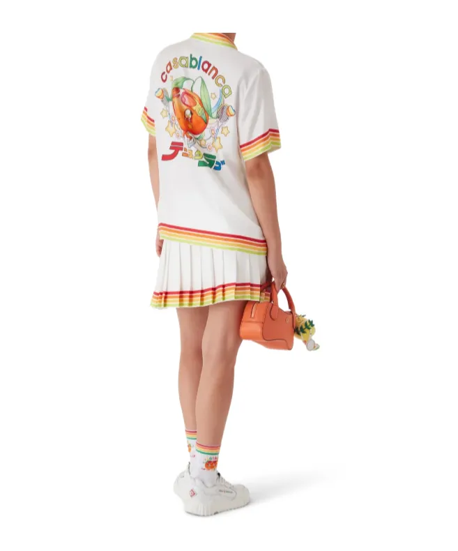 Orange Mascot Pleated Silk Twill Skirt