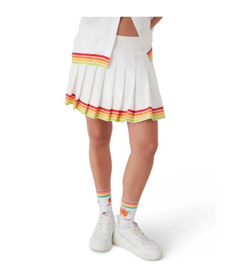 Orange Mascot Pleated Silk Twill Skirt