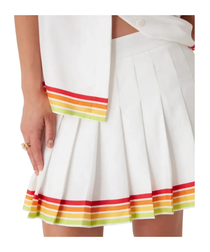 Orange Mascot Pleated Silk Twill Skirt