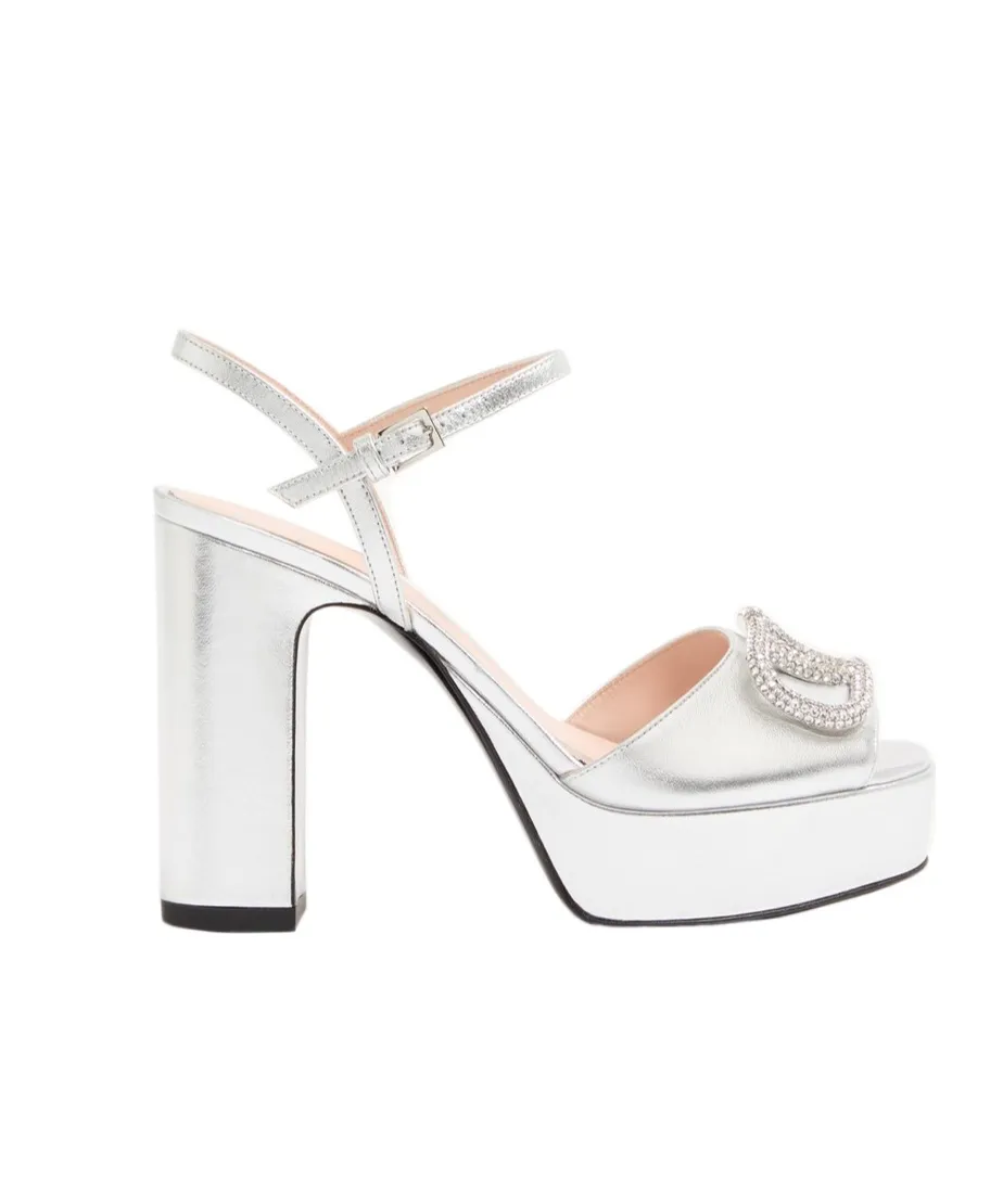 Vlogo Signature Platform Sandal In Laminated Nappa Leather 115Mm