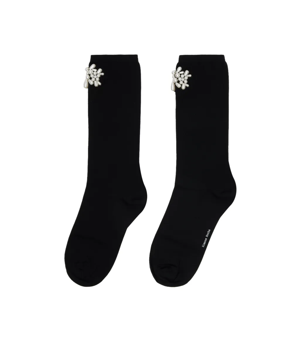 Beaded Flower Ankle Socks