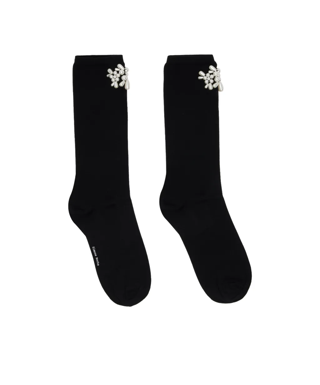 Beaded Flower Ankle Socks