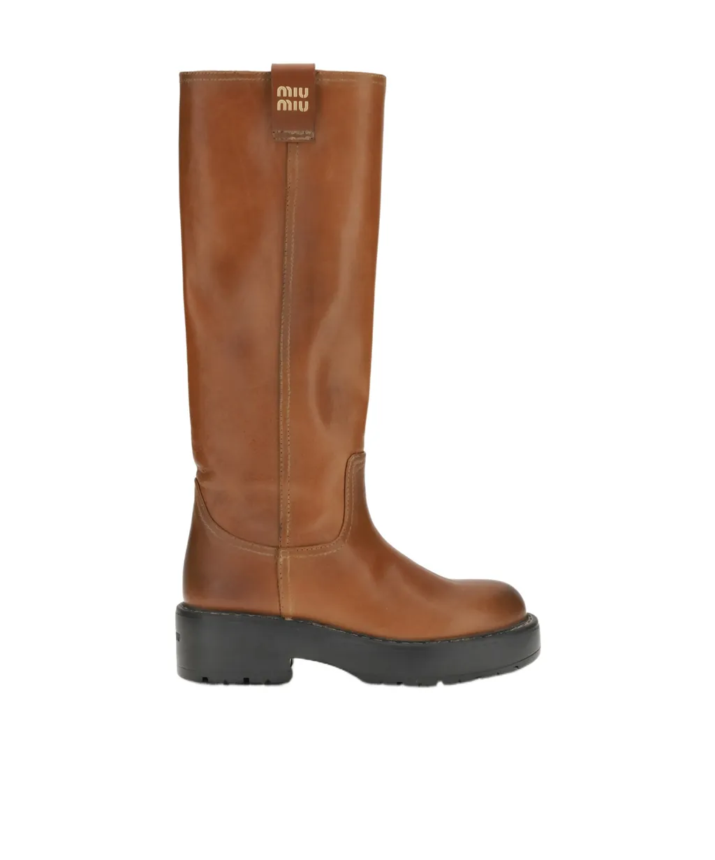 55Mm Platform Lug-Sole Knee-High Boots