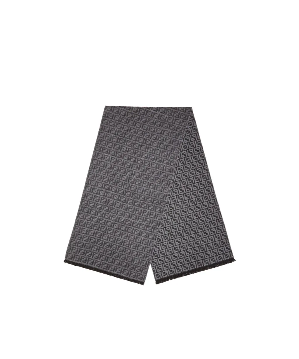Fendi Ff Jacquard Fringed-Edge Scarf