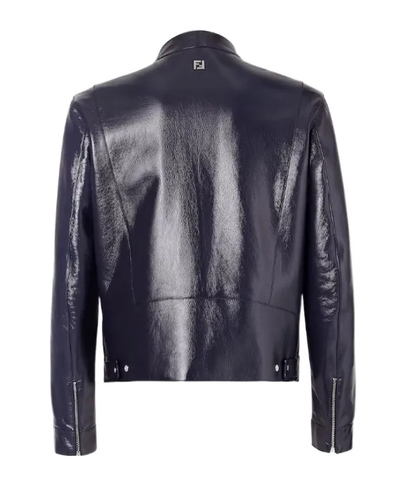 Fendi Zip-Up Leather Biker Jacket