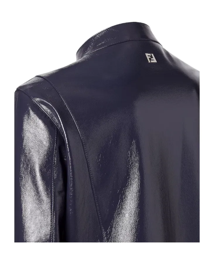 Fendi Zip-Up Leather Biker Jacket