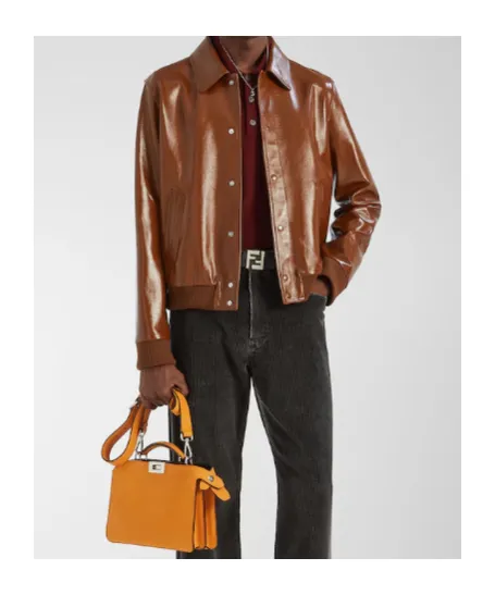 Fendi Long Sleeved Leather Jacket