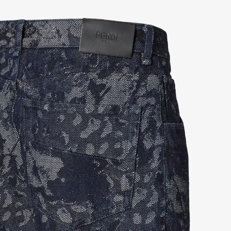 Fendi Straight-Leg Jacquard Long Jeans