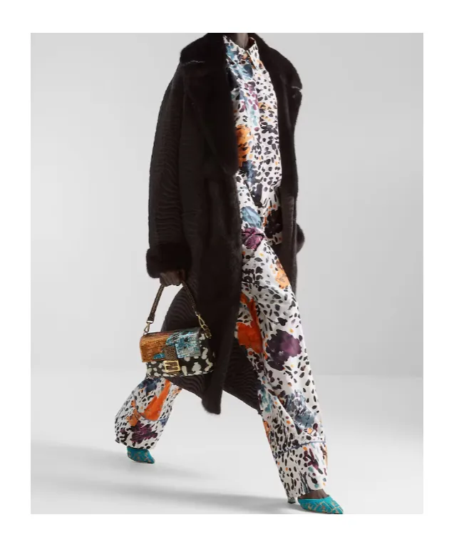 Black Satin And Mink Coat