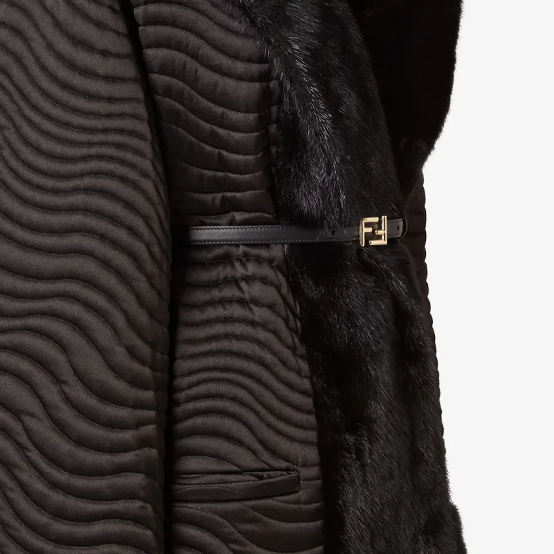 Black Satin And Mink Coat