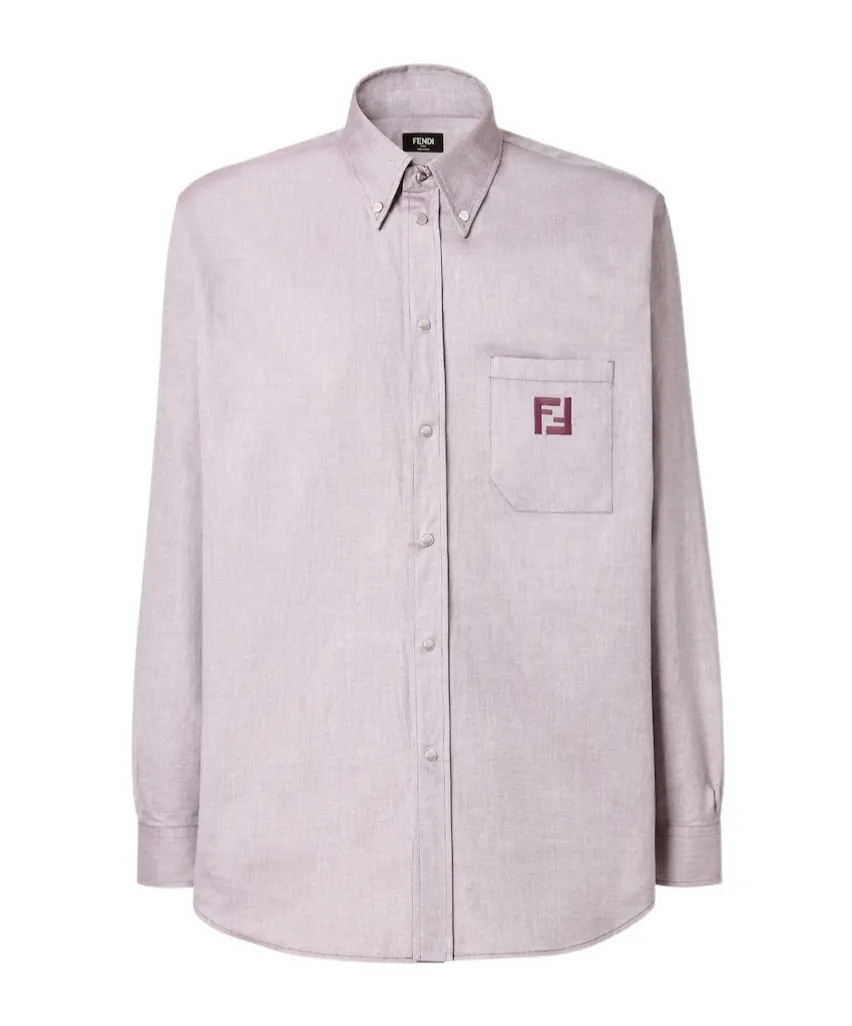 Fendi Logo Embroidered Bown-Down Oxford Shirt