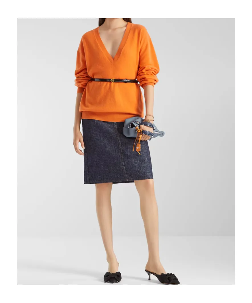 Fendi Logo Embroidered V-Neck Jumper