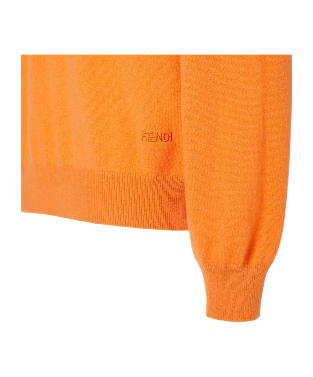 Fendi Logo Embroidered V-Neck Jumper