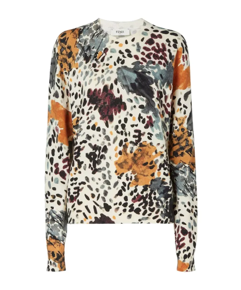 Fendi Falena Motif Printed Crewneck Jumper