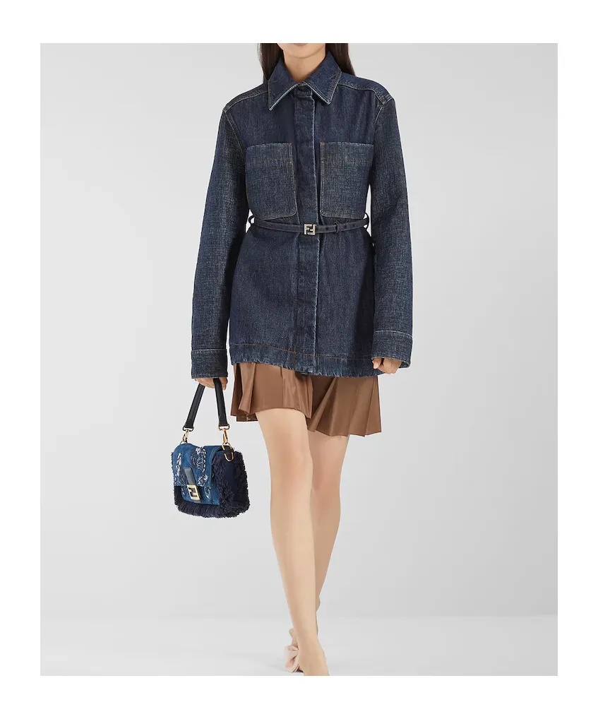 Fendi Belted Waist Denim Jacket