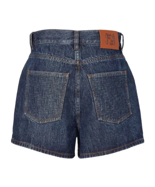 Fendi Logo Patch Denim Shorts