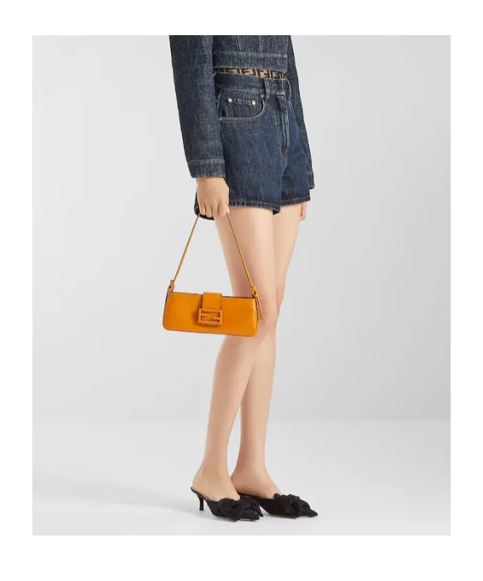 Fendi Logo Patch Denim Shorts
