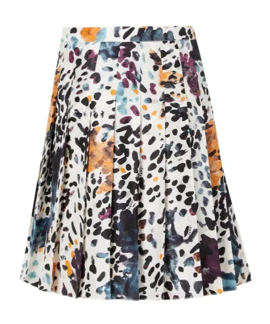 Pleated-Print Skirt