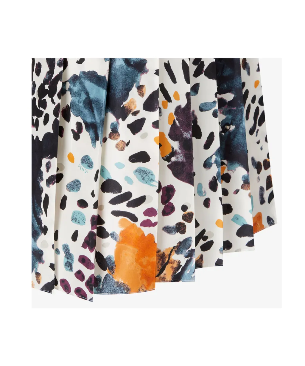 Pleated-Print Skirt
