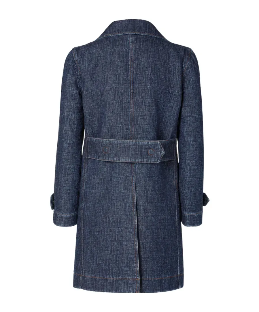 Fendi Double Breasted Ff Denim Midi Jacket