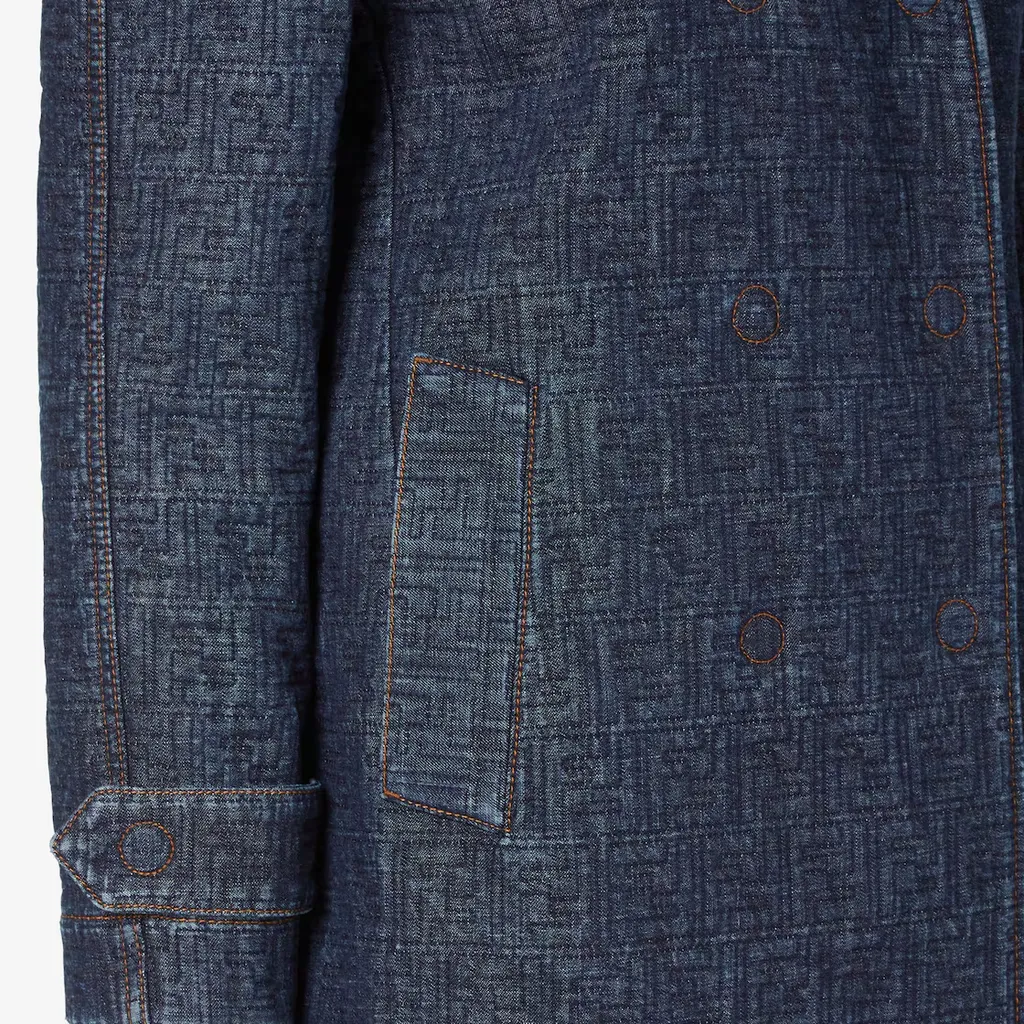 Fendi Double Breasted Ff Denim Midi Jacket