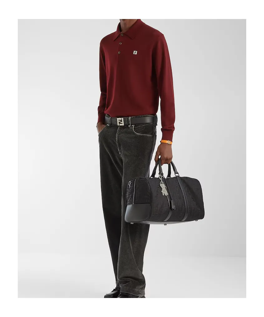 Fendi Ff Plaque Long Sleeved Polo Shirt