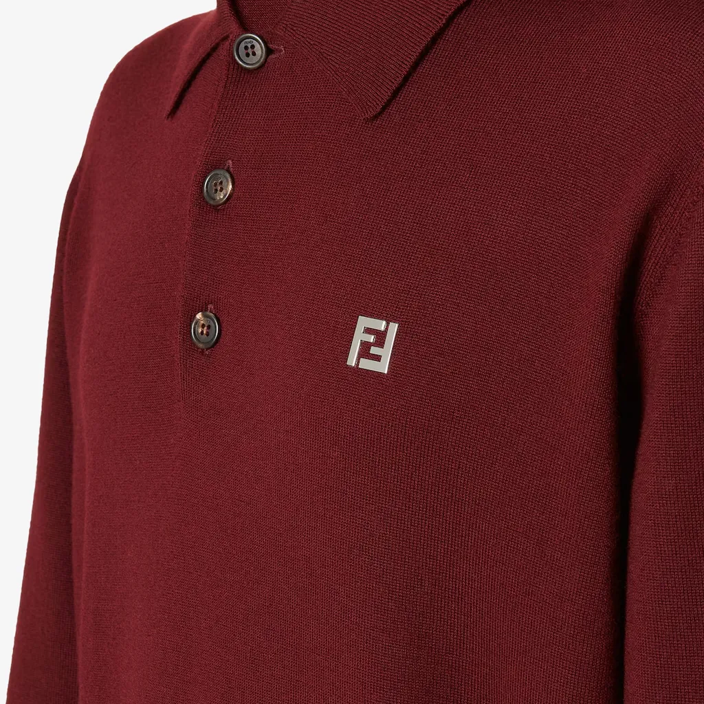 Fendi Ff Plaque Long Sleeved Polo Shirt