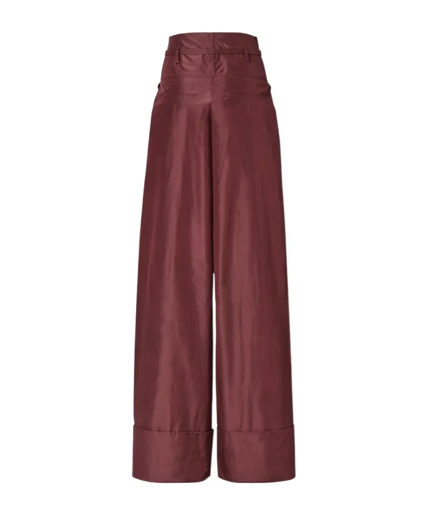 Fendi Taffeta Logo Plaque Wide-Leg Trousers