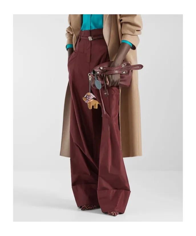 Fendi Taffeta Logo Plaque Wide-Leg Trousers