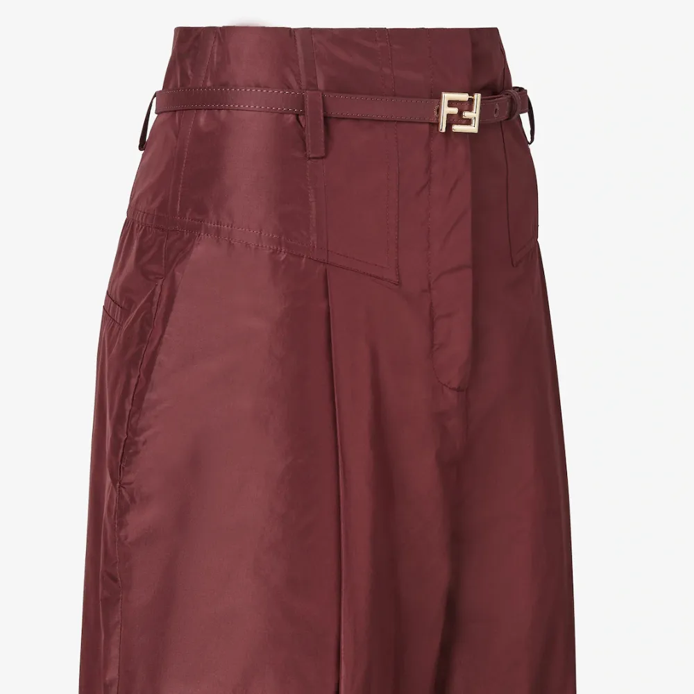 Fendi Taffeta Logo Plaque Wide-Leg Trousers