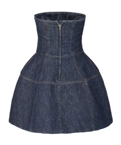 Fendi Ff Motif Denim Mini Dress