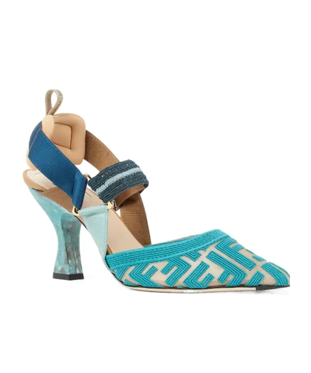 Fendi Colibr Ff High-Heel Slingback Pumps