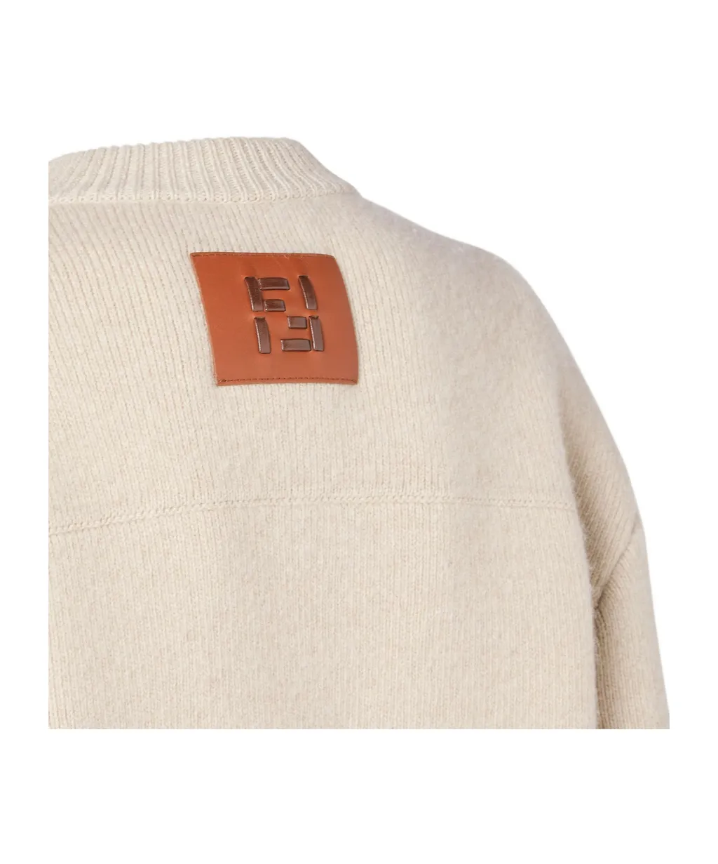 Fendi Button-Up Knitted Crewneck Cardigan