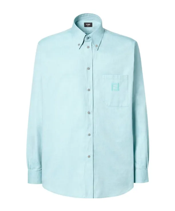 Fendi Logo Embroidered Bown-Down Oxford Shirt
