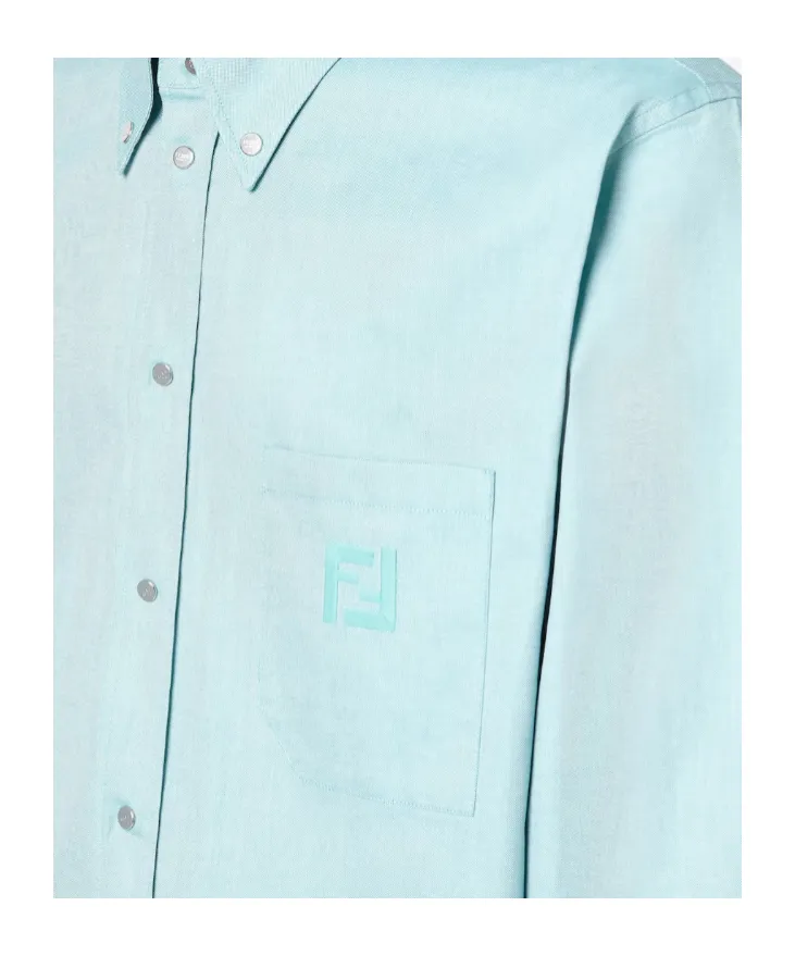 Fendi Logo Embroidered Bown-Down Oxford Shirt