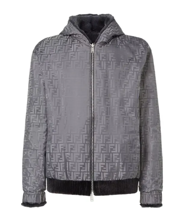 Fendi Logo Detailed Hooded Reversible Jacket