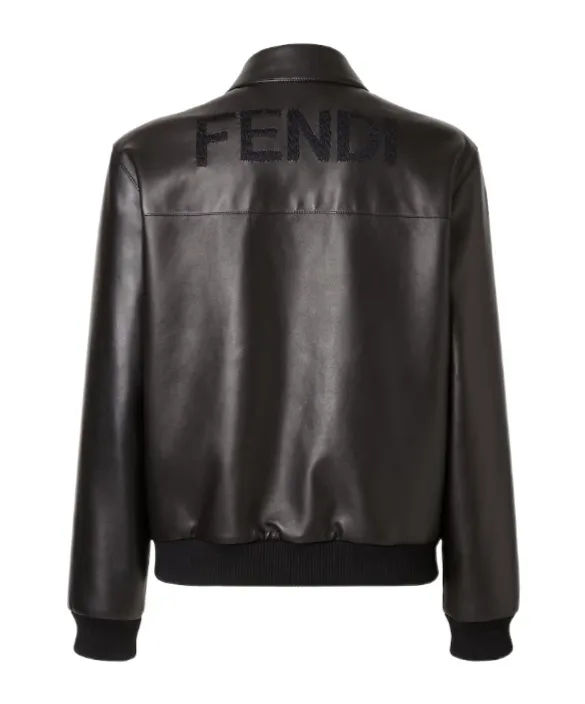 Fendi Concealed Front Long Sleeved Leather Jacket