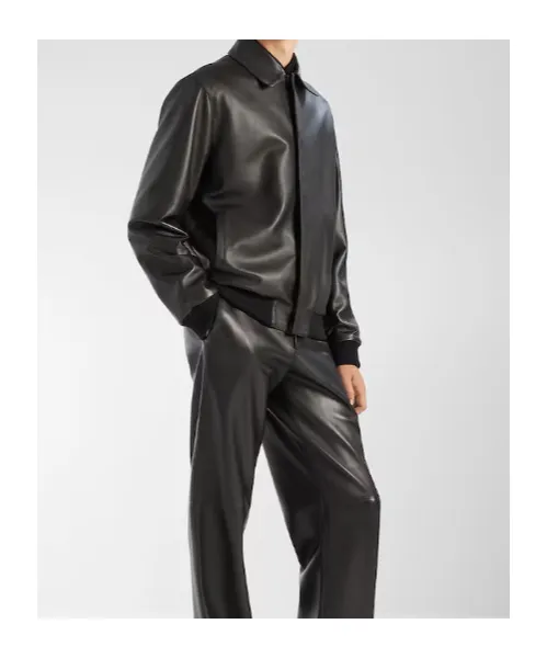 Fendi Concealed Front Long Sleeved Leather Jacket