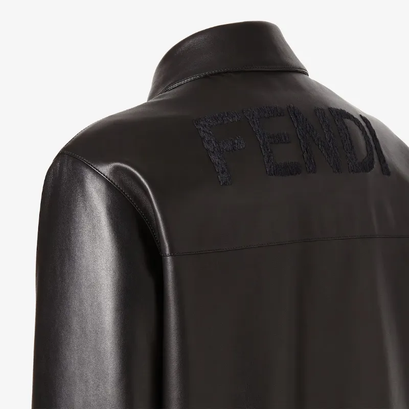 Fendi Concealed Front Long Sleeved Leather Jacket