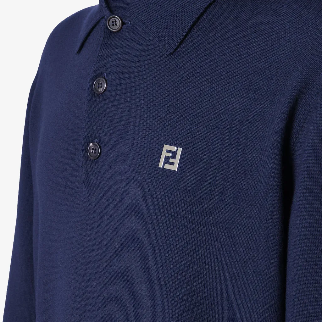 Fendi Ff Plaque Long Sleeved Polo Shirt