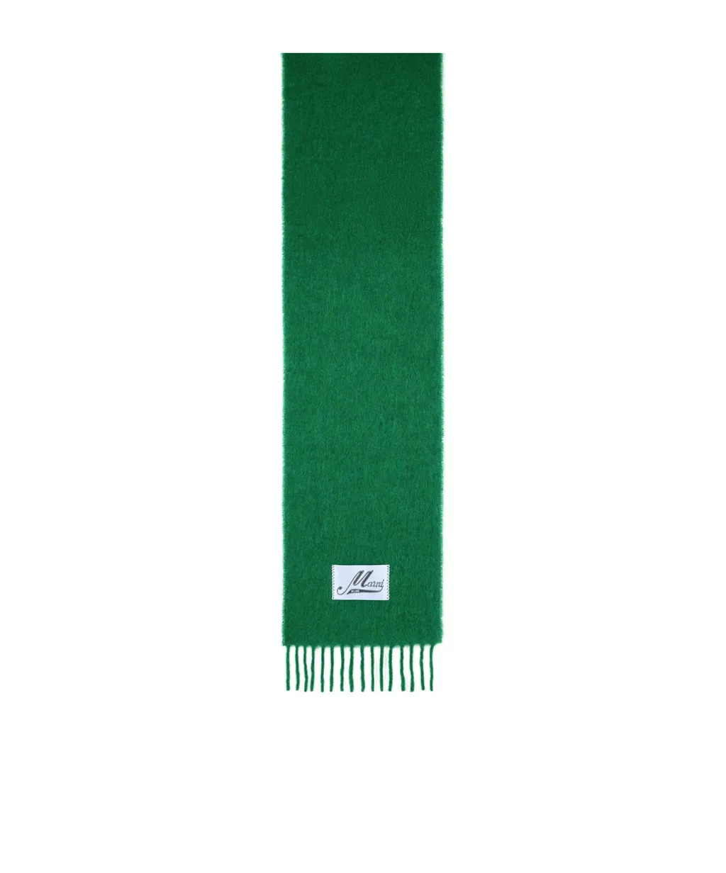 Marni Logo Patch Fringed Scarf