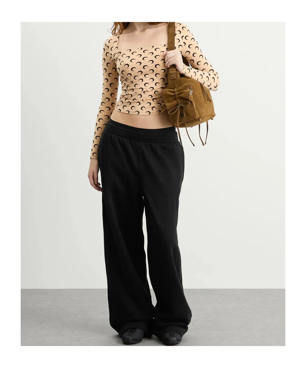 Marine Serre Moon Printed Jersey Square-Neck Top