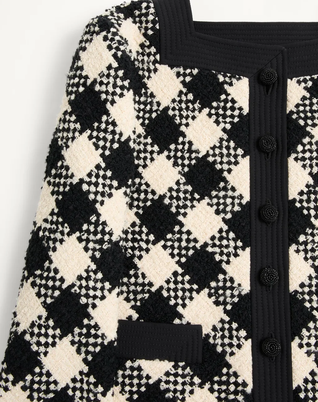 Valentino Damier Button-Up Tweed Jacket