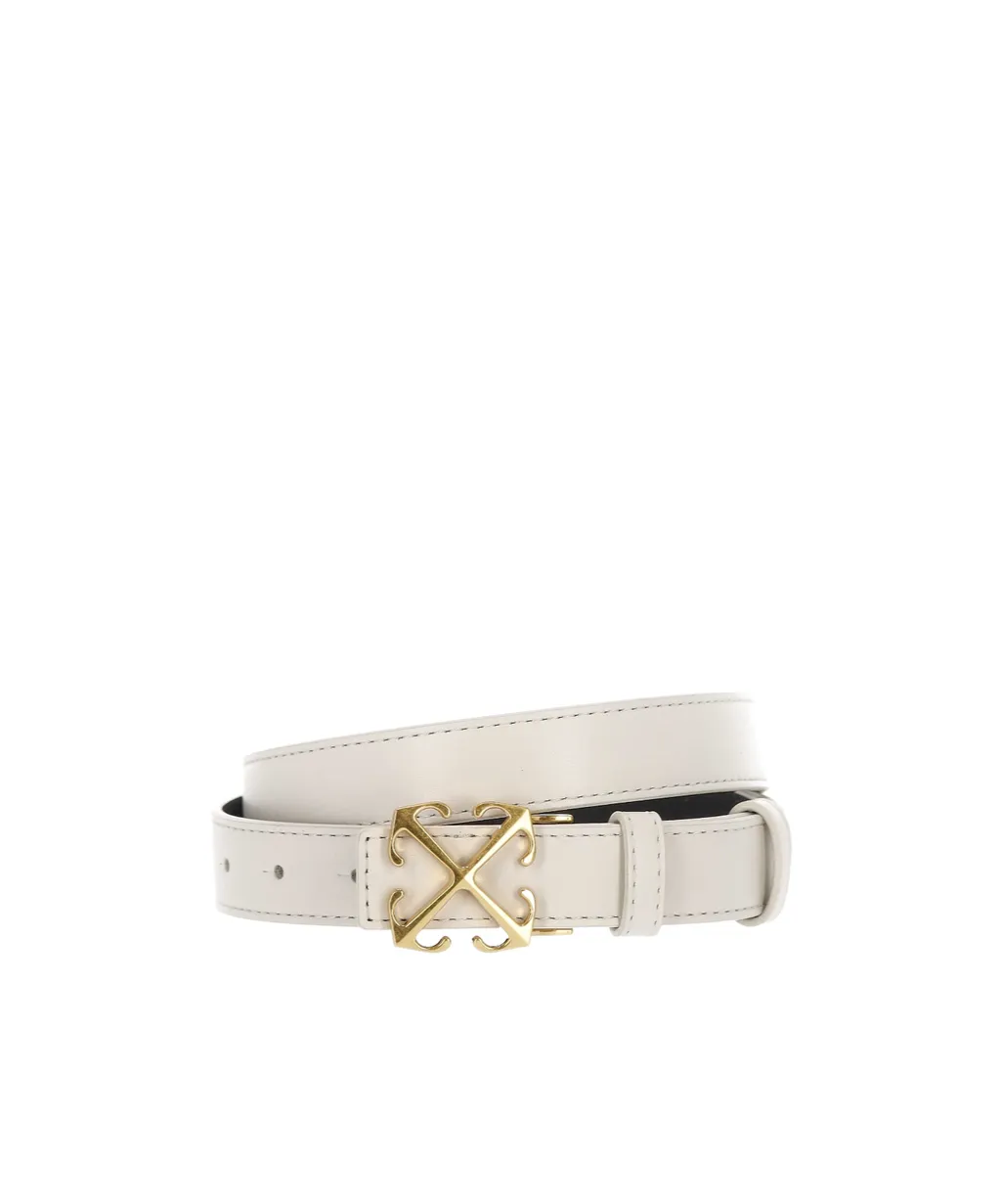 Signature Arrows Motif-Buckle Leather Belt
