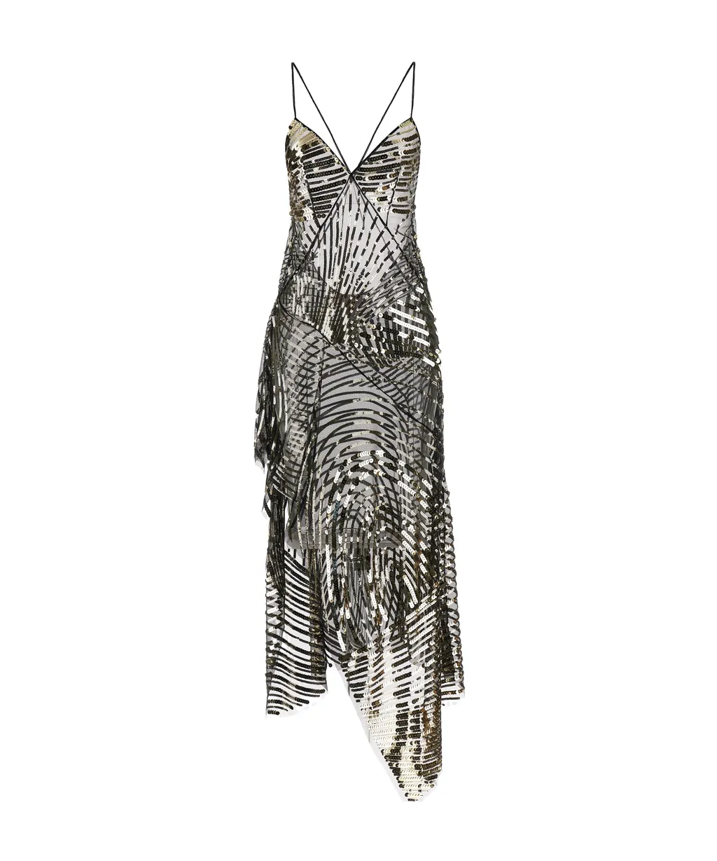 Emilio Pucci Iride Sequin-Embellished Asymmetric Maxi Dress