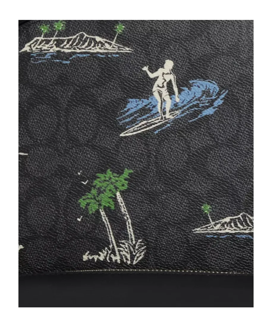 West Backpack In Signature Canvas With Surf Print