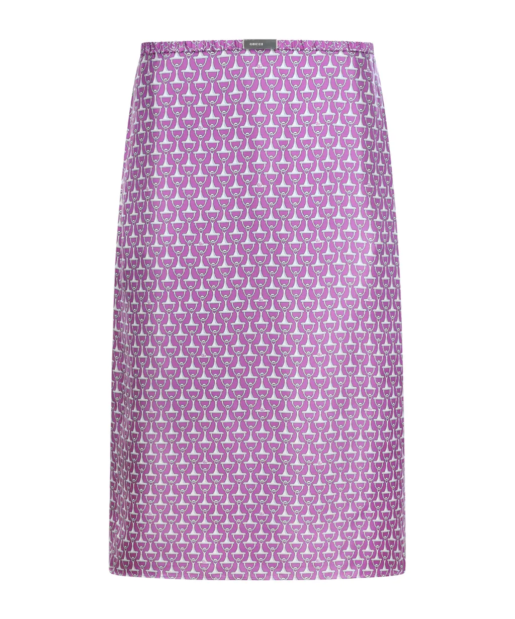 Gucci Monogram Patterned Satin Skirt