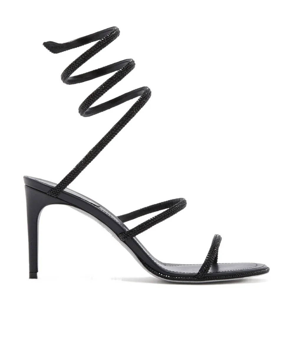 80Mm Cleo Strass-Spiral Heeled Sandals