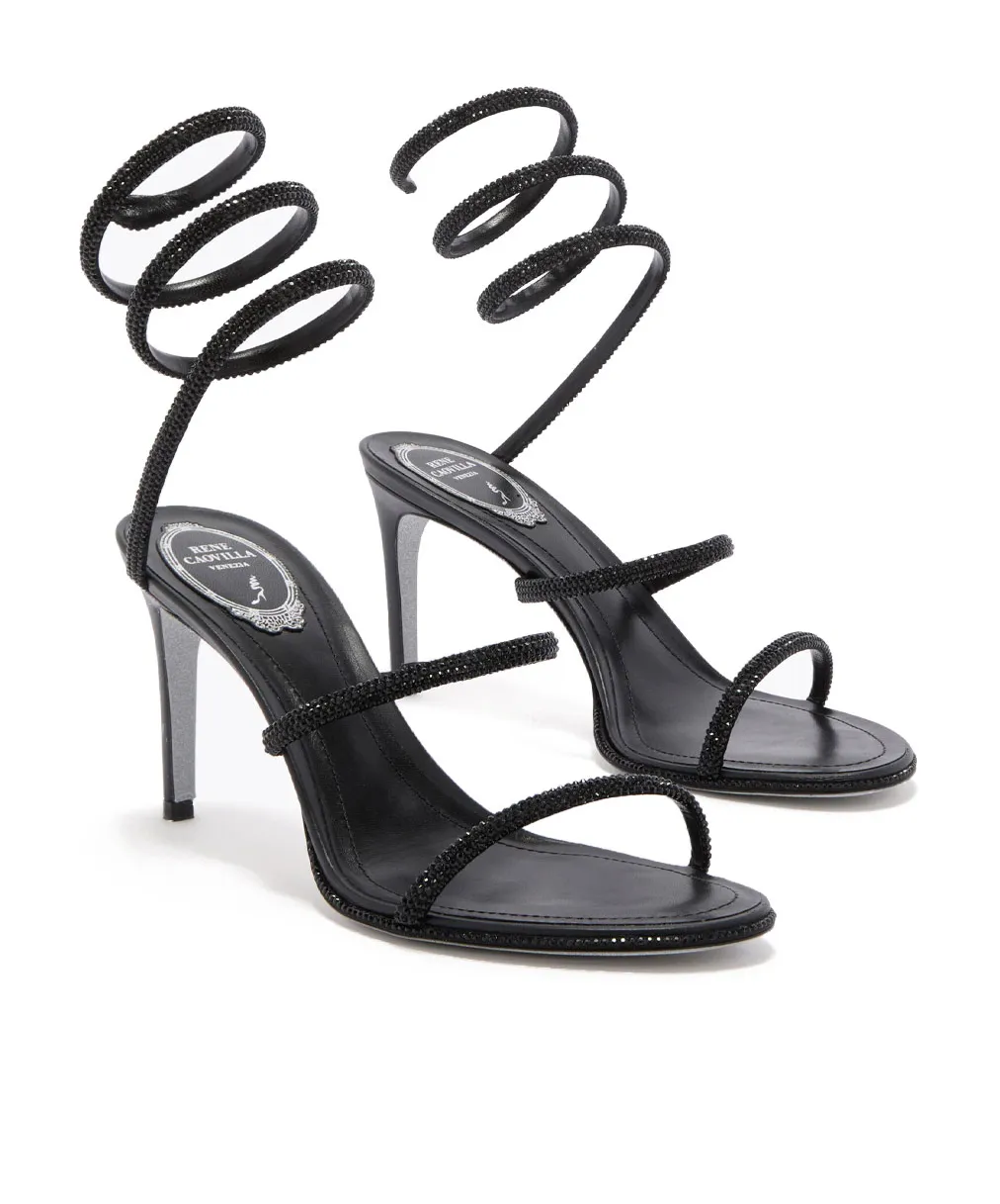 80Mm Cleo Strass-Spiral Heeled Sandals