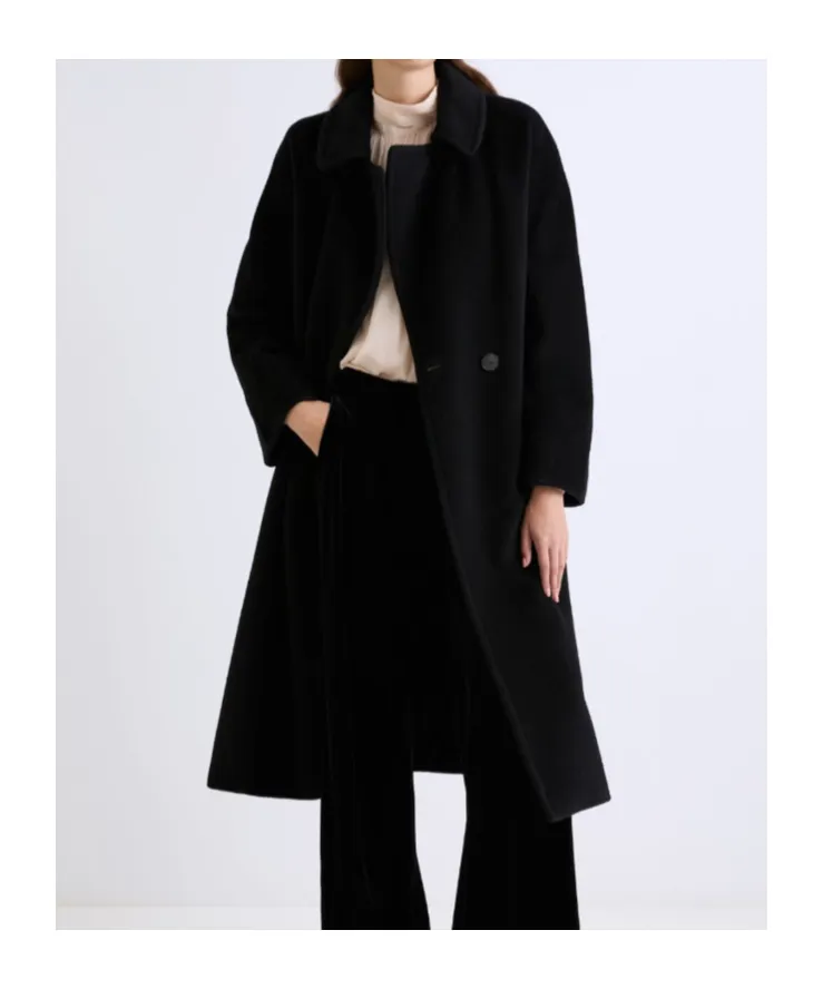Double-Breasted Beaver Cloth Coat